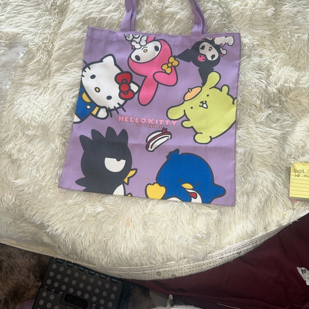 Sanrio Hello Kitty Reuseable Shopping Tote Bag. Lavender Tote with handles
